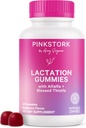 Pink Stork Amning Supplement Gummies - Support Breast Milk Supply with Milk Thistle, Alfalfa, D-vitamin, og B12, Postpartum Inddrivelse, Amning Essentials - Hindbær, 40 Greve