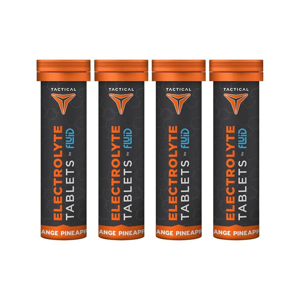 Væske Tactical- Effervescent Hydration Tablets, Electrolyte Erstatning & Dehydrering Prevention, 4 Pack, 40 Servere (Orange Ananas)