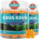 Kava Kava Gummies, Sugar Free Calm Gummies w / Rhodiola Rosea, Ashwagandha, L- Theanine, GABA, Melatonin- Free Kava Blend til afslapning, Rolig og fokus - Alternativ til Kava Powder Kapsler, Vegan 120 Ct
