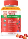 SmartyPants Organic Kids Multivitamin Gummies: Omega 3 (ALA), Vitamin D3, C, Vitamin B12, B6, A, K & Zink til immunforsvar, Biotin, Vegetar, Tre Frugtsmag, 120 Greve (30 dages forsyning)