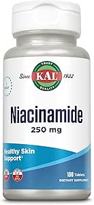 KAL Niacinamid 250 mg tabletter, vitamin B3 tillæg for hud sundhed, energi metabolisme, nerve, cirkulation og fordøjelsesstøtte, forbedret Absorption ActivTabs, Vegan, 100 Servere, 100 tabletter