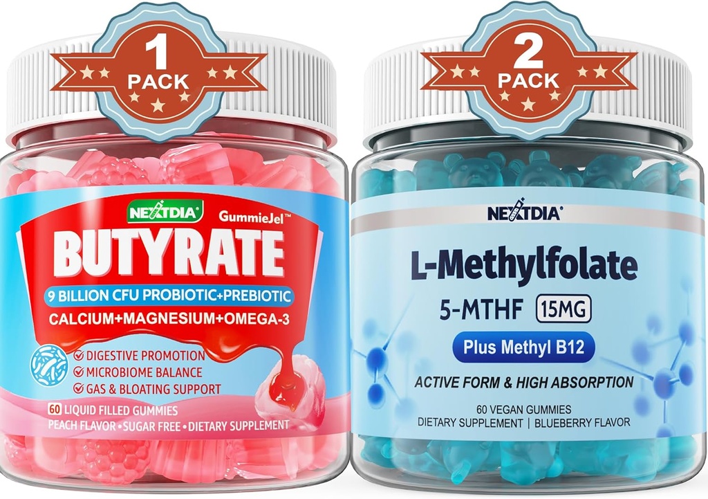 Butyrate med Probiotic + Prebiotic + Postbiotic, L- methylFolate 15 mg gummies