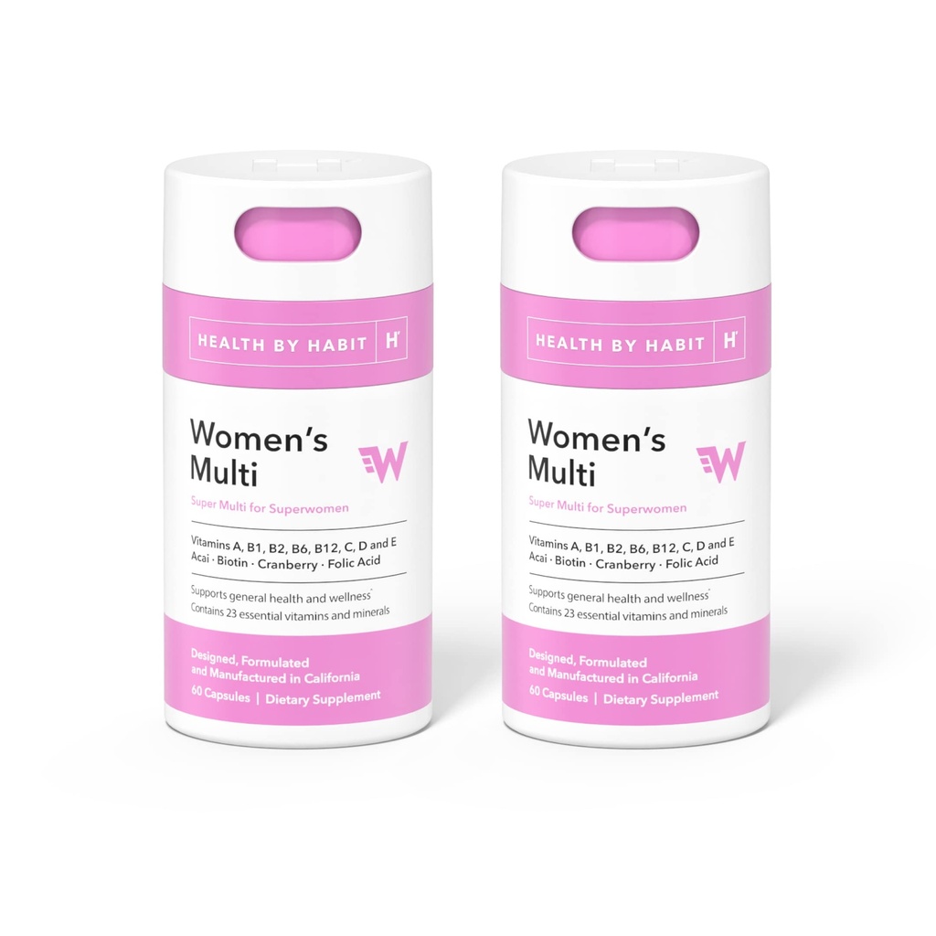 Sundhed ved Habit Dame Multi Supplement 2 Pack (120 kapsler) - 23 Essentielle Vitamin og Min, Understøtter General Health & Wellness, Non- GMO, Sukker Free (2 Pack)