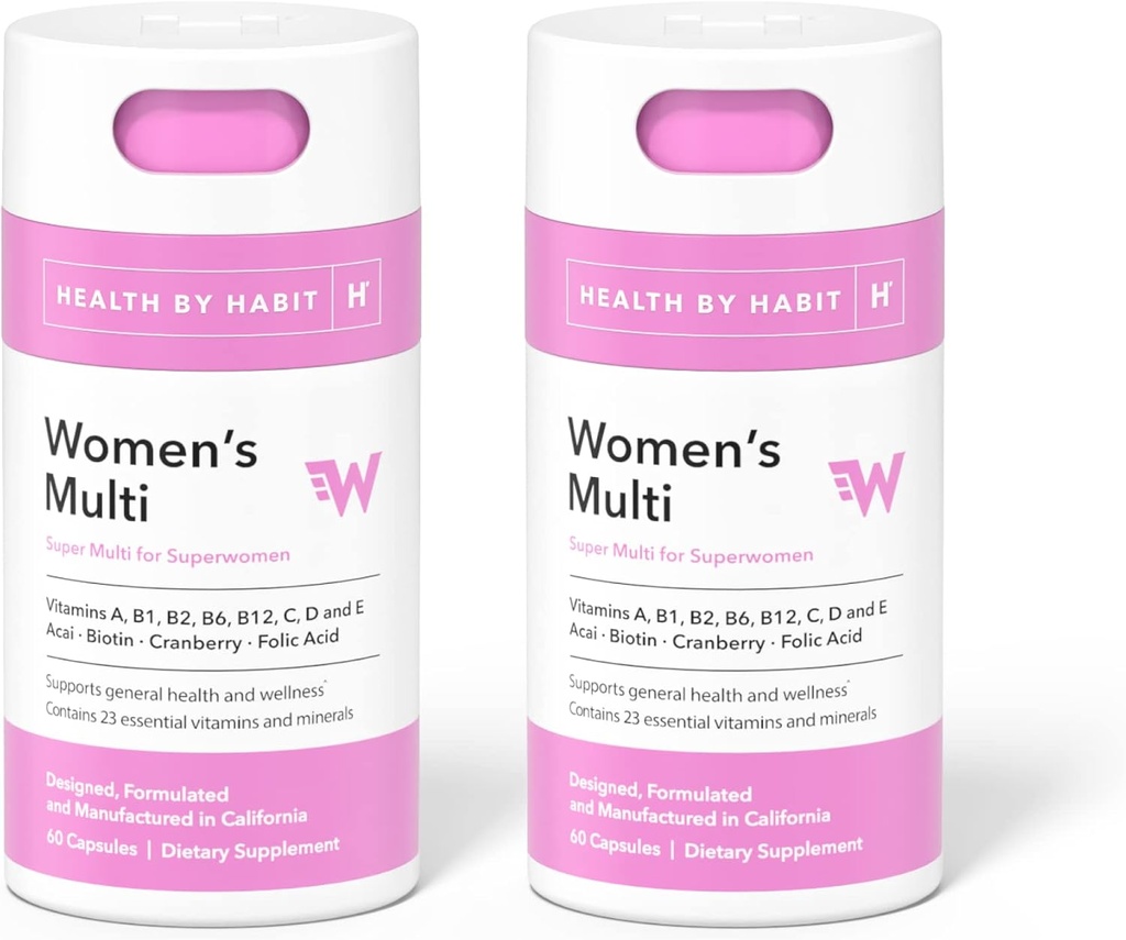 Sundhed ved Habit Dame Multi Supplement 2 Pack (120 kapsler) - 23 Essentielle Vitamin og Min, Understøtter General Health & Wellness, Non- GMO, Sukker Free (2 Pack)