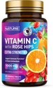 Bygget af Nature Chewable Vitamin C med Rose HIPS - 1000mg immunforsvar supplement - Non-GMO, Gluten- Free, Vegan - Kraftfuld antioxidant til energi & Collagen Boost - Orange Flavor - 60 tabletter