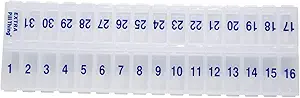 Once- a- Day Monthly Pill Organizer - Store kompartmenter med Aftagelig Lid for Easy Lading - Indehavere 31 dages Medicin Plus Ekstra Segment - BPA Gratis