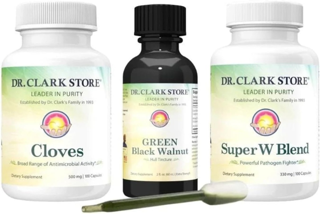 Dr. Clark Store Intestine Support & Cleanse Kit - med Original Green Tincture fra Black Walnut Hulls, Wormwood, og Kloves- Hjælper Opretholde Optimum Intestinal funktion