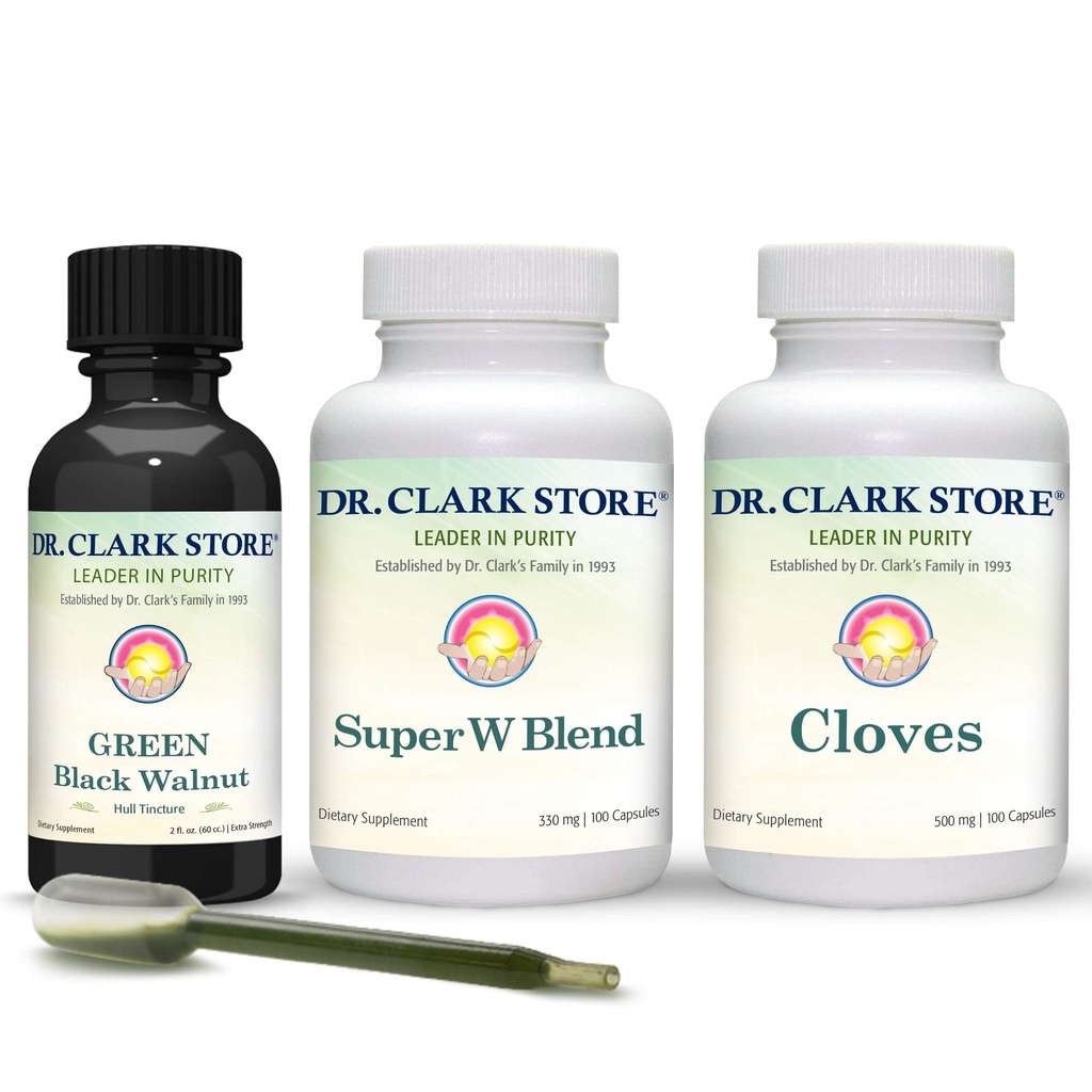 Dr. Clark Store Intestine Support & Cleanse Kit - med Original Green Tincture fra Black Walnut Hulls, Wormwood, og Kloves- Hjælper Opretholde Optimum Intestinal funktion