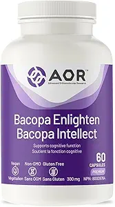 AOR, Bacopa Enlighten, Ayurvedic Bacopa Monnieri Supplement, 300 mg, Vegan, 60 kapsler (60 Servere)