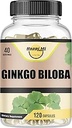 Ginkgo Biloba 1800mg, Ginkgo Biloba Organic, Memory & Brain Function Support, Forbedrer koncentration og kognitiv Support, Clarity, 120 Veggie Caps, Non GMO, 120Caps