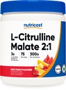 Nutricost L- Citrullin Malat 2: 1 (300g) Fruit Punch - Workout Support, Muscle Performance, Kvælstoxid Booster - Fitness Supplement Pulver, 75 Servering