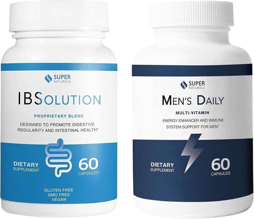 IBSolution og mænds Multivitamin Bundle - All- Natural Supplement til støtte fordøjelsessygdomme, gas, bloating og obstipation, immunsystemet støtte til mænd - 60 kapsler, 2 - Pack