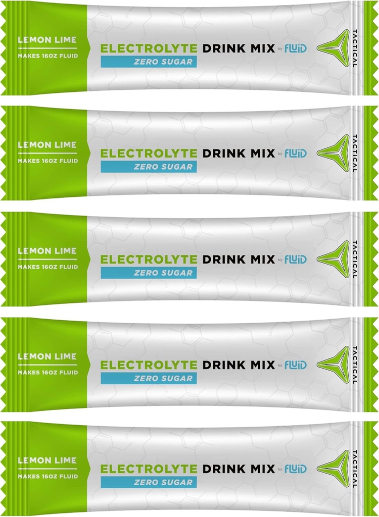 Fluid Tactical - Zero Sugar, Keto Electrolyte Powder, Hydration Packets, Made in USA (Lemon Lime, 25 Greve)