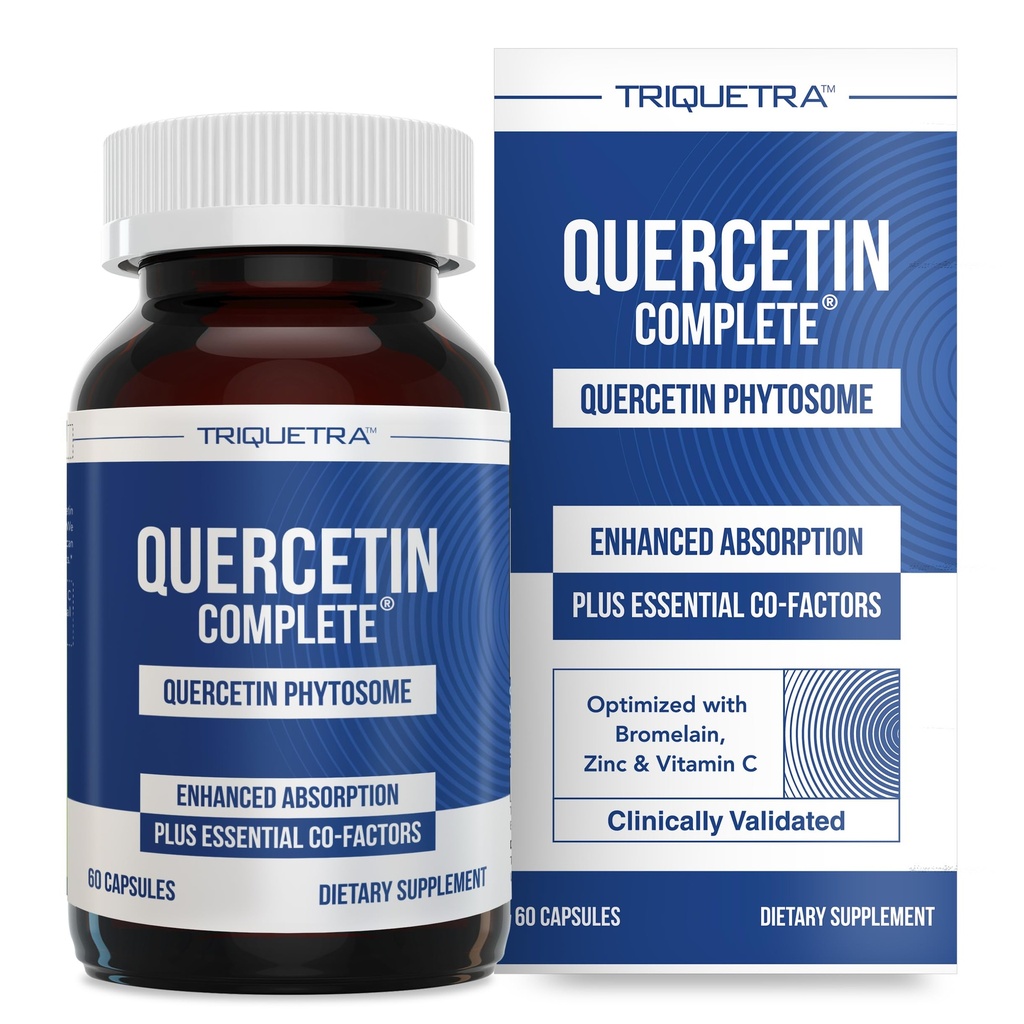Quercetin Complete ® Quercetin Phytosome med 50X Højere Absorption, Klinisk Proven & Patenteret Quercefit - Den mest effektive form af Quercetin - Forbedret med Bromelain, Zink & C-vitamin (60 kapsler)