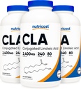 Nutricost CLA (konjugeret linolsyre) 2,400mg, 240 Softgels - Gluten Free, Non- GMO, 800mg Per Softgel (3 flasker)