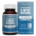 L Methyl Folate 1000 mcg Plus Methyl B12 Cofactor - Aktiv 5 - MTHF Form - Understøtter Mood, Methylering, Cognition - Meget bioaktive former af vitamin B9 & B12 (60 kapsler - 60 Servere)