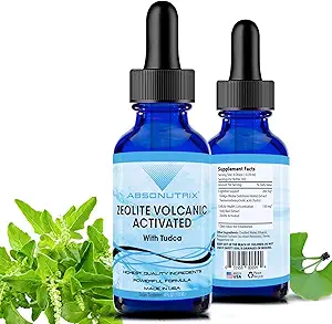 Absonutrix Zeolite Volcanic Aktiveret med Tudca Advanced Formel 390 mg, 4 Oz Liquid, 302 Servering, Made in USA, Quick Absorption, Non- GMO, GMP Certified Facility, Cruelty- Free Products