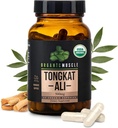 Organic Muscle Tongkat Ali for Men, 500mg - Pure & Potent USDA Eurycoma Longifolia Root Supplement 60 Count – Wild Grown Men's Health Hormone Support for Male Performance, Drive & Energizer