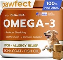 PAWFEKTCHEW Fish Oil Omega 3 for hunde - Allergi Relief - Fælles sundhed - Itch Relief, Shedding - Hud og Coat Supplement - Alaska Salmon Oil Chews - Omega 3 6 9 - EPA & DHA fedtsyrer