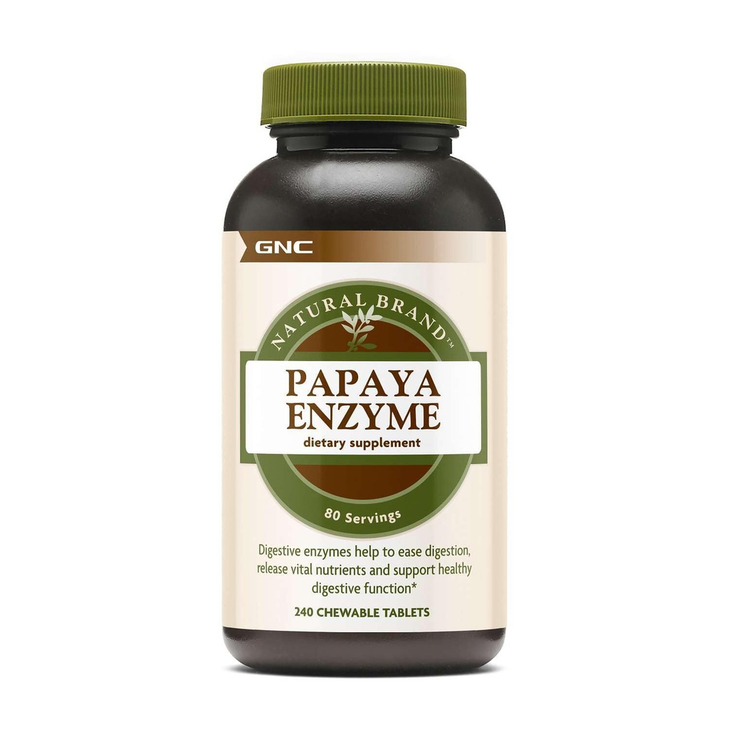 GNC Natural Brand Papaya Enzymes, Understøtter sund fordøjelsesfunktion, 240 tabletter