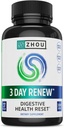 Zhou 3 Day Renew - Probiotics for Digestive Health, Probiotics for Men and Women, Gut Health & Natural Reset Support Supplement with Ginger and Aloe - 27 Veg Caps