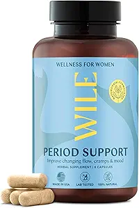WILE Menopause og Perimenopause Kosttilskud til kvinder - menstruation krampe, PMS og Heavy Periode Relief med Dong Quai - Premenopausal support til Hormone Balance & Forbedret Mood, Vegan, 30 Servere