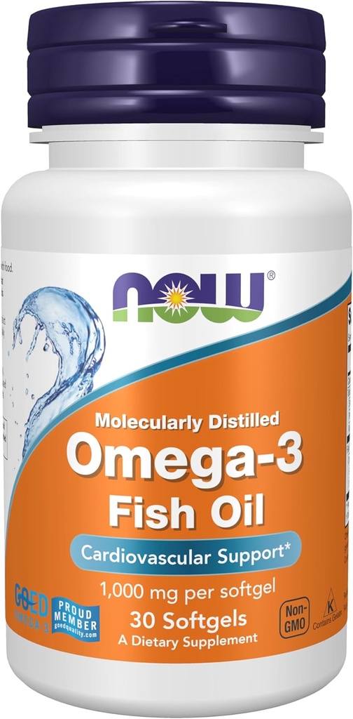 Now Foods Supplements, Omega-3 180 EPA / 120 DHA, Molekylært Destilleret, Cardiovaskulær Support *, 30 Softgels