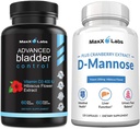 Avanceret Blege Control Kosttilskud til kvinder og mænd 60Ct + D Mannose Kapsler - Hurtig fungerende 1400 MG ekstra styrke DMannose til Blege Sundhed 120 Ct
