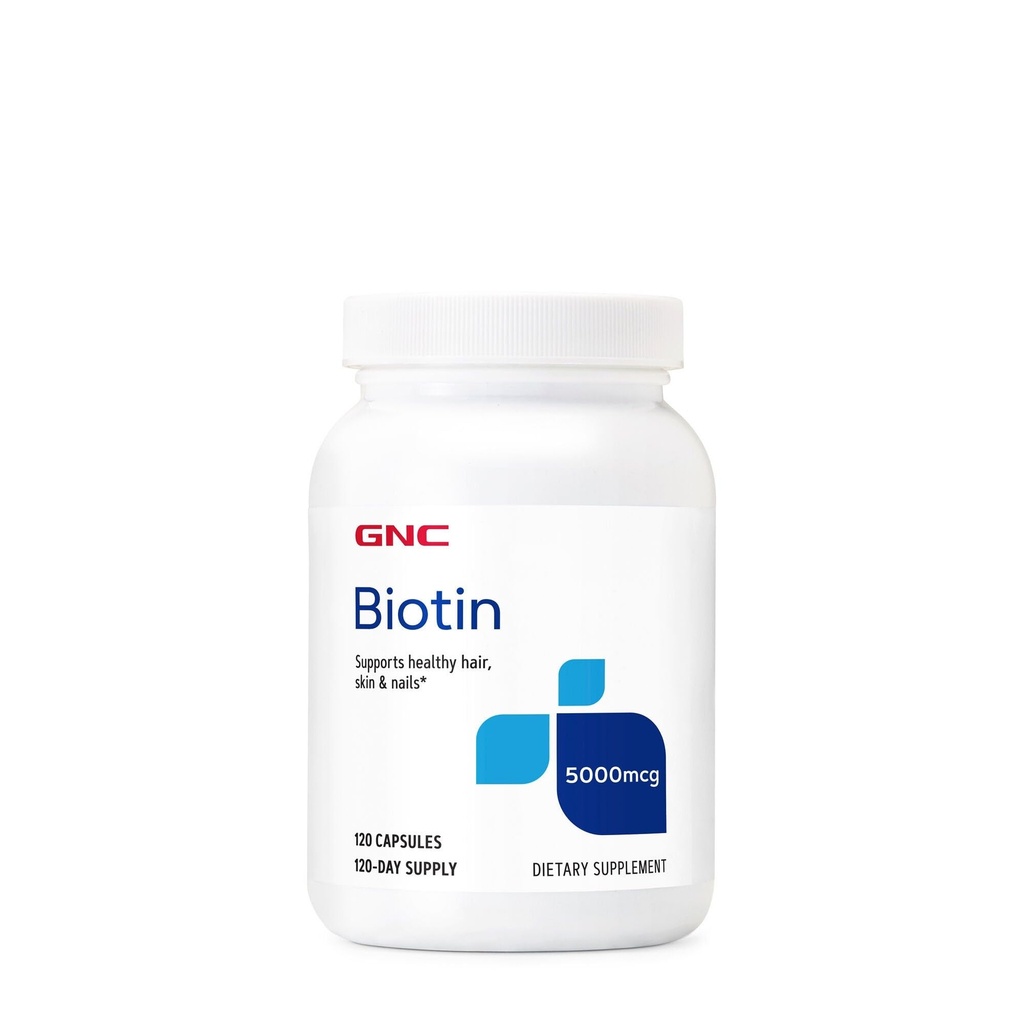 GNC biotin 5000mcg tillæg, understøtter sundt hår, hud og negle, 120 Servering