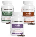Reishi 415 Longevity Capsules (90ct), Tyrkiet Tail Mushroom Extract Immunsupport (90ct), Chaga Extract Mushroom Supplement (120 hætter)