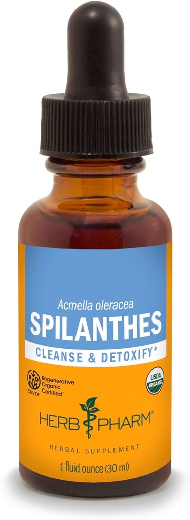Herb Pharm Certified Organic Spilanthes Liquid Extract til rensning og afgiftning - 1 Ounce