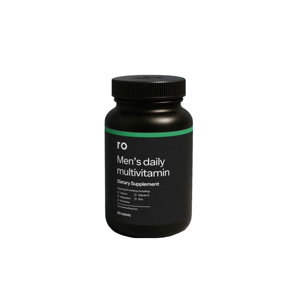 Ro Daily Multivitamin til mænd; understøtter fysisk aktivitet, hjerne + hjerte sundhed, og immunsystemet med 23 vigtige næringsstoffer, herunder calcium, magnesium, og zink; 30- Day Supply (60 tabletter)