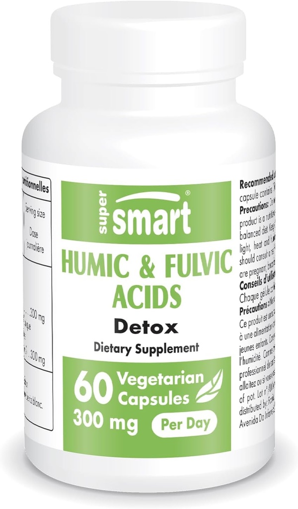 Supersmart - Humic and Fulvic Acid Supplement 300mg per dag (Patenteret & høj styrke) - Fulvic Humic Mineral Blend - 124; Non- GMO & Gluten Free - 60 vegetariske kapsler