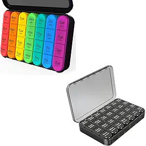 Daviky Ugentlig Pill Organizer 4 gange om dagen, Medicin Pill Organizer Daily Pill Box Organizer, Stor 7 dages Pill sag for rejser med 28 Segment til at holde Medicin, Vitamin og supplement