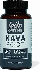 LEILO Kava Root Capsules Removal 124; 500mg af Noble Extract / Servering til støtte Stress og Promote Afslapning Removal 124; (60 Vegan Capsules)
