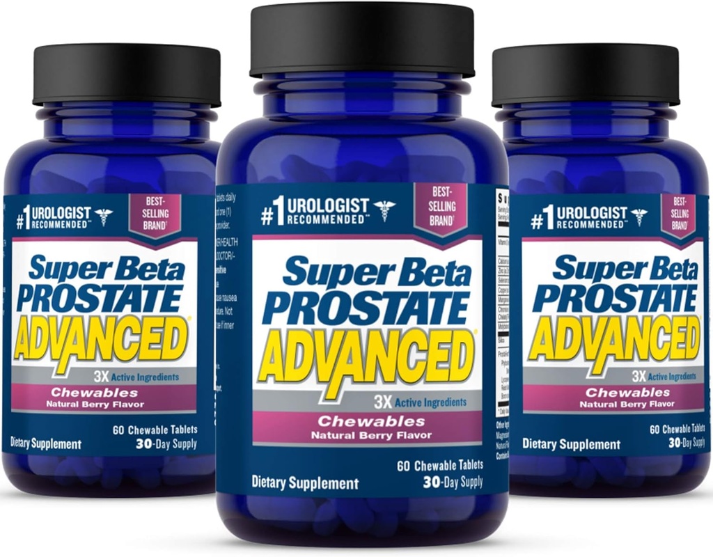 SUPER BETA PROSTATE Advanced Chewables - Prostata Support for mænds sundhed (180 Chews, 3-Pack)
