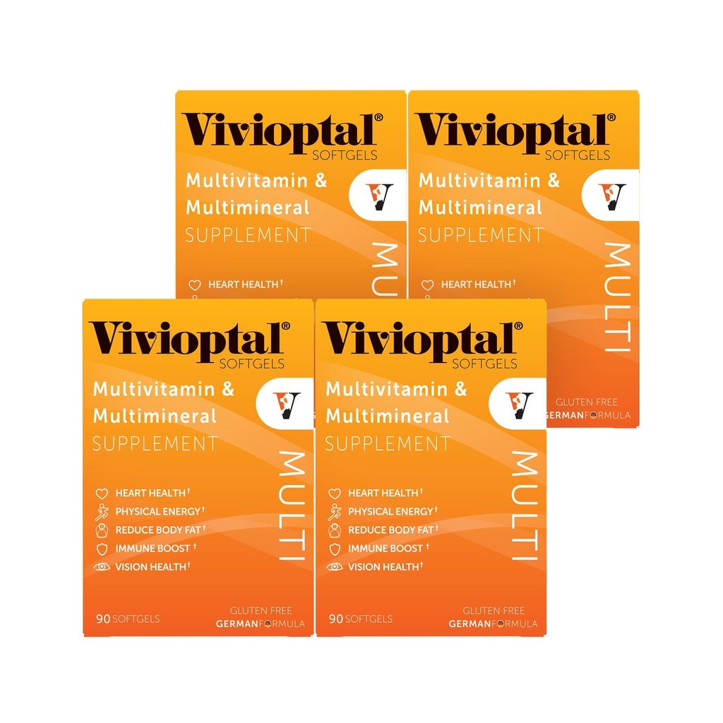 Vivioptal Multi, 90 Softgels (1 års forsyning), Multivitamin & Multimineral, Gluten Free, Tysk Formel