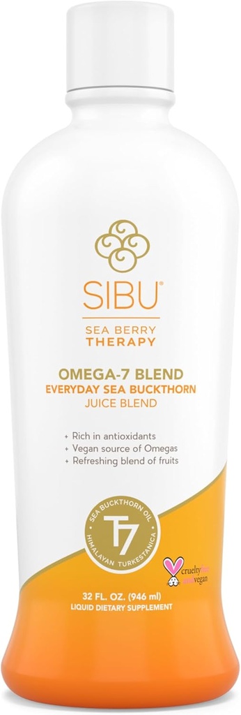 sibu Blend Sea Buckthorn Fruit Juice - Omega 7 Sea Buckthorn Purée blandet med sund frugt Juice - Potent Omega 7 tillæg, 32 Ounces