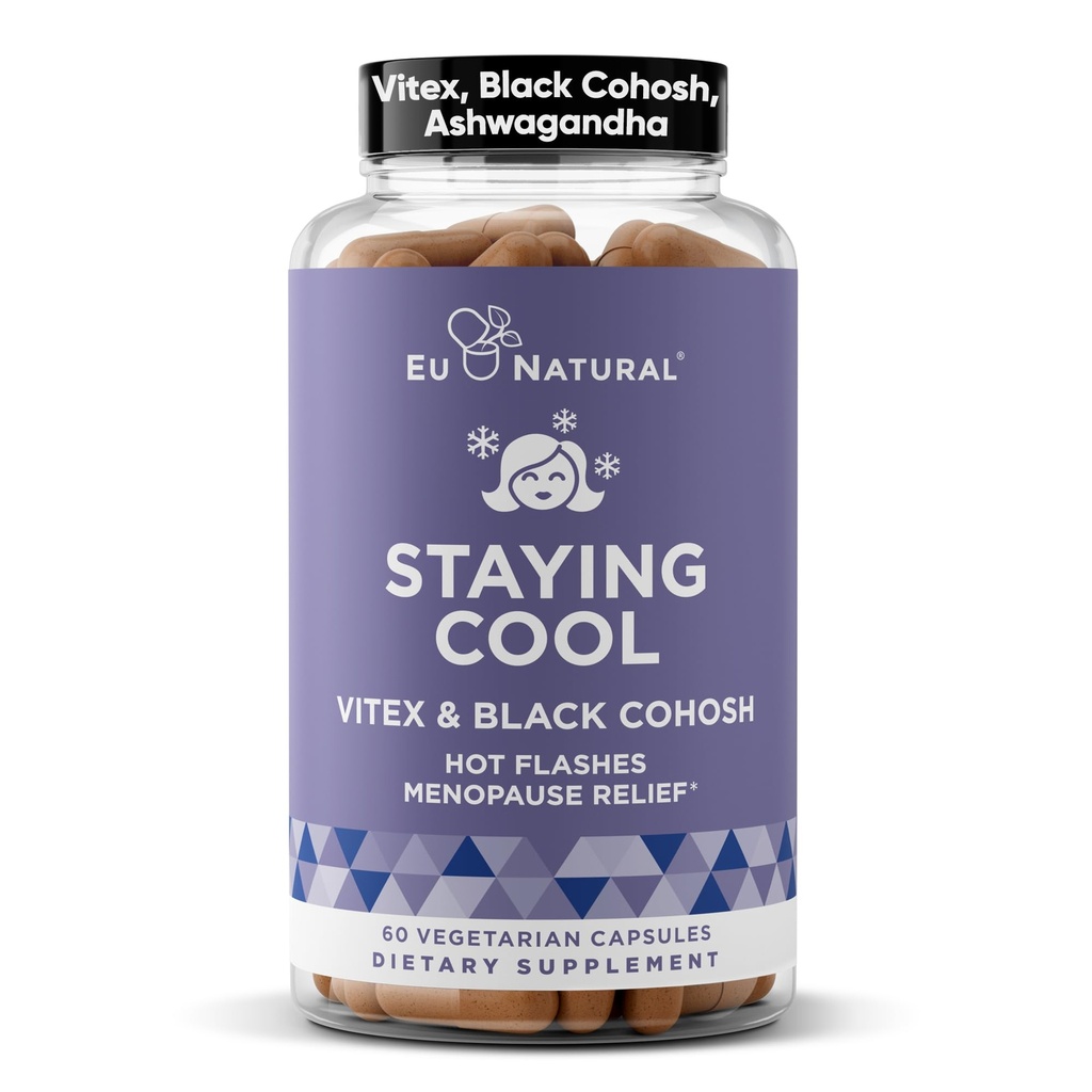Holde cool overgangsalder Kosttilskud til kvinder - Hormonal Hot Flash Relief, Vægt Support, & Night Sweats - Vitex Chaste Tree & Black Cohosh - 60 Vegetar bløde kapsler