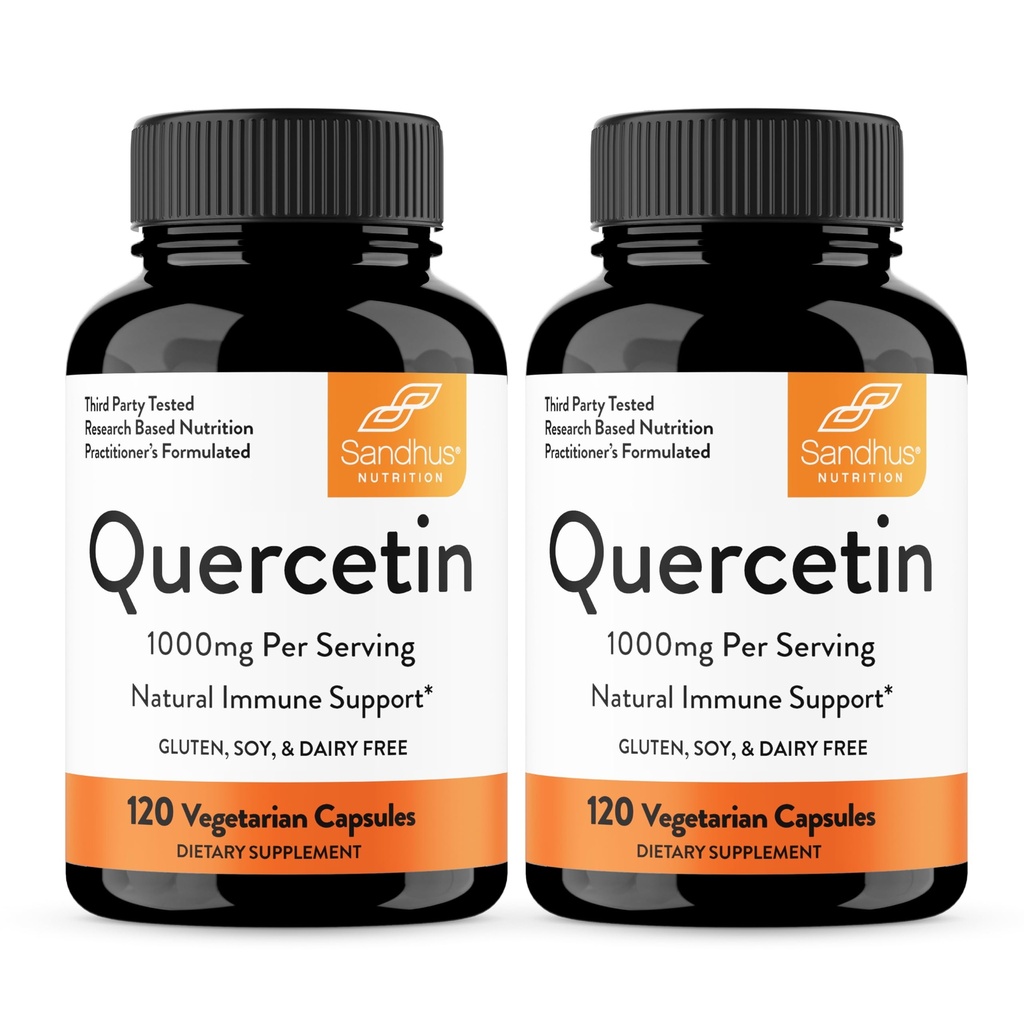 Sandhu 's Quercetin Vegetarian Capsules Supplements 120 Count (pakke med 2)