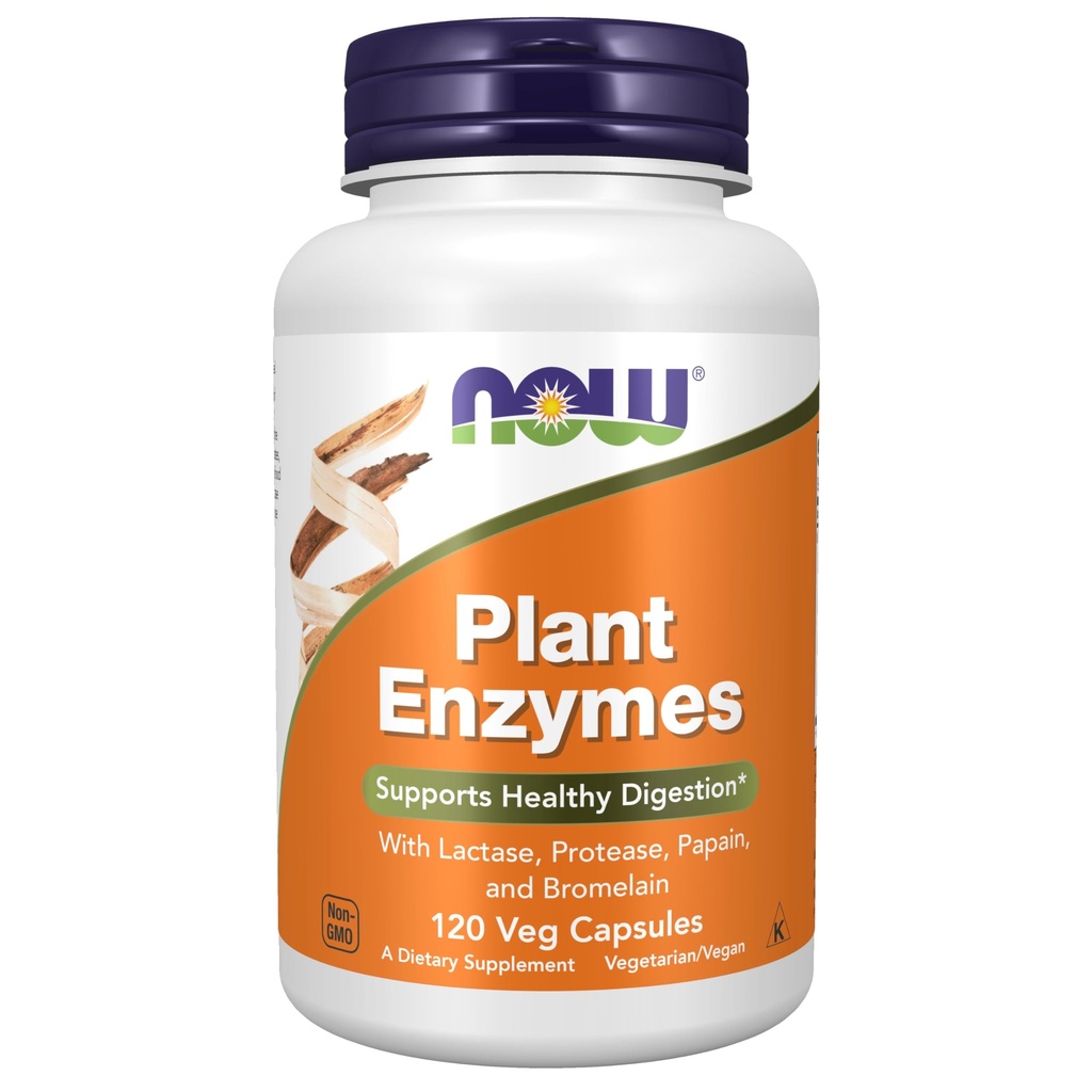 Now Foods Supplements, Plant Enzymer med Lactase, Protease, Papain og bromelain, 120 Veg kapsler