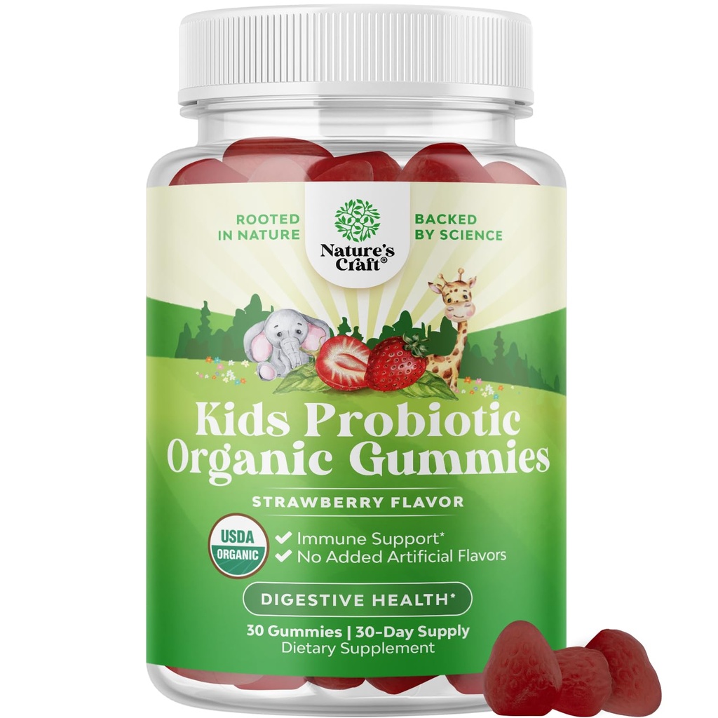 Immunbooster Kids Probiotiske Gummies - Bacillus Subtilis Probiotic for Kids Upset Mavesæk Body Cleanse Immunboost og Colon Detox - Forstoppelse Relief og fordøjelsessygdomme Vitamin Gummy