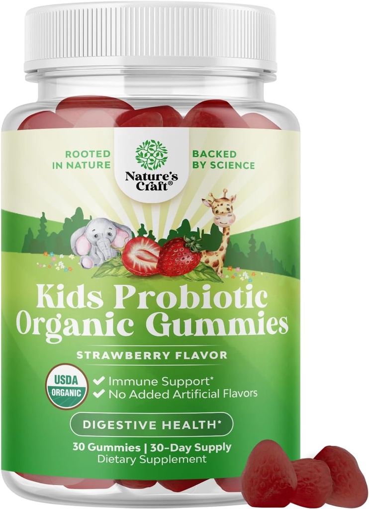 Immunbooster Kids Probiotiske Gummies - Bacillus Subtilis Probiotic for Kids Upset Mavesæk Body Cleanse Immunboost og Colon Detox - Forstoppelse Relief og fordøjelsessygdomme Vitamin Gummy