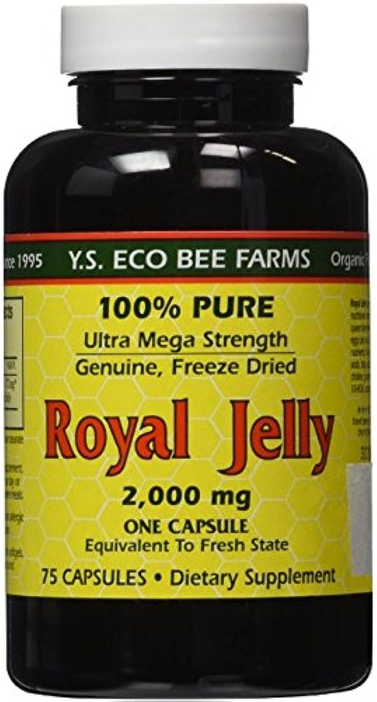 YS Eco Bee Farms Royal Jelly 2000 mg - 75 kapsler (pakke med 2)