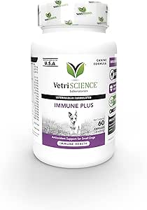 VetriScience Immunity Health Easy- Open Capsules, immunPlus supplement til små avlshunde, Cell Advance Immunitet og Allergy Support med antioxidanter, Hypoallergen Formel, 120 Tæl