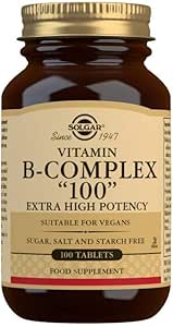Solgar B- Complex 100 "- 100 tabletter - Energi Metabolisme, Kardiovaskulær sundhed, Nervesystemet Support - Non-GMO, Vegan, Gluten Free - 100 Servere