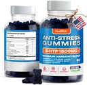 Stress Relief Gummies - 1500MG 5htp med L- Theanine Gaba & L- Tyrosine - Ashwagandha Herbal Supplement understøtter intellektuel alerness Vegan Brain Mood Boost Kosttilskud til børn og voksne lavet i USA