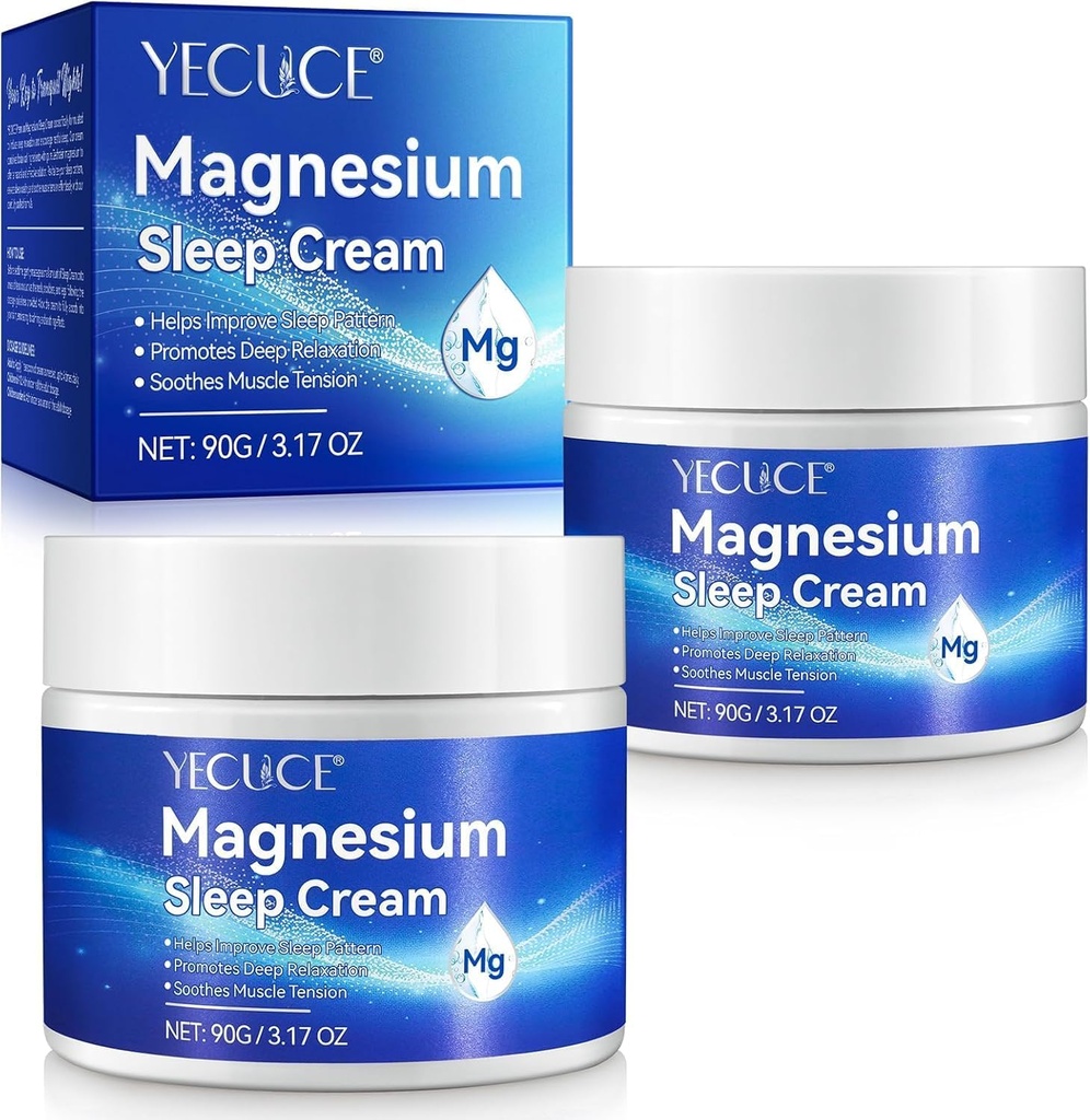 Magnesiumcreme til krop - Magnesiumolie til foder, Pure Premium Magnesiumlotion med vitamin E og mandelolie til muskelømhed