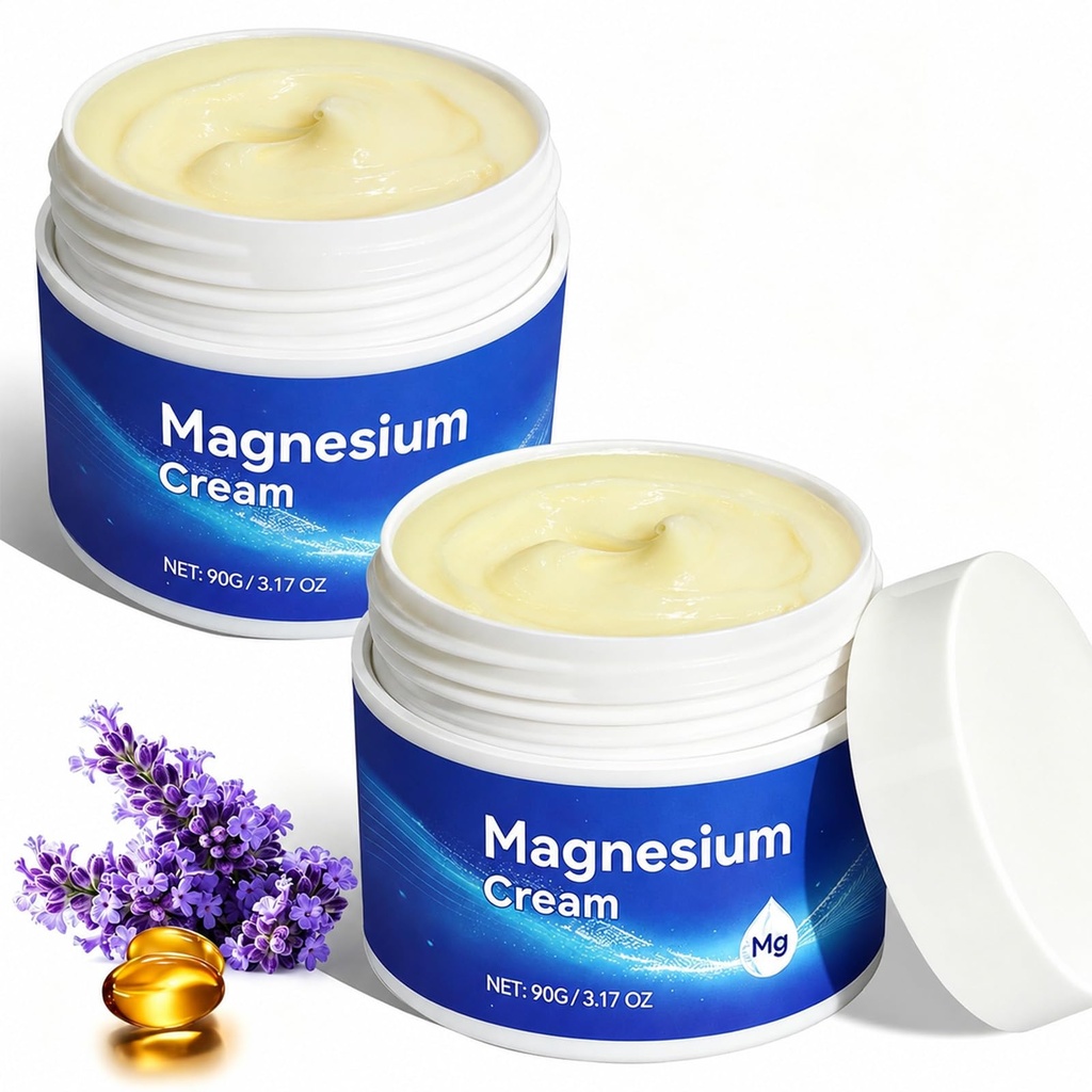 ReliCo 2pack Magnesium Cream - Pure Magnesium Oil with Vitamin E, Magnesium Lotion for Men Women