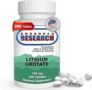 Dr. Hans Nieper Lithium Oroter 5mg, 200 Greve, Lab Testet, Non- GMO, Gluten Free, Vegan Friendly, Understøtter Brain Health